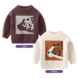 Áo len bé trai WELLKIDS áo len lông cừu cho bé họa tiết báo gấm hàng xuất Âu Mỹ