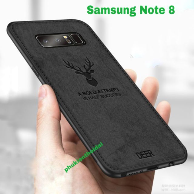 Ốp lưng Samsung Note 8 / Note 9 / Note 10 Plus / Note 20 Ultra / S22 Ultra  chống sốc Vải hươu In 3D thời trang cao cấp
