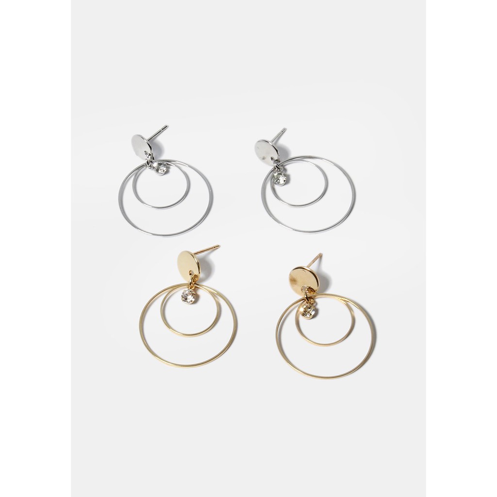 [THANH LÝ] BÔNG TAI SHOP MISS A Double Circle Gem Earrings