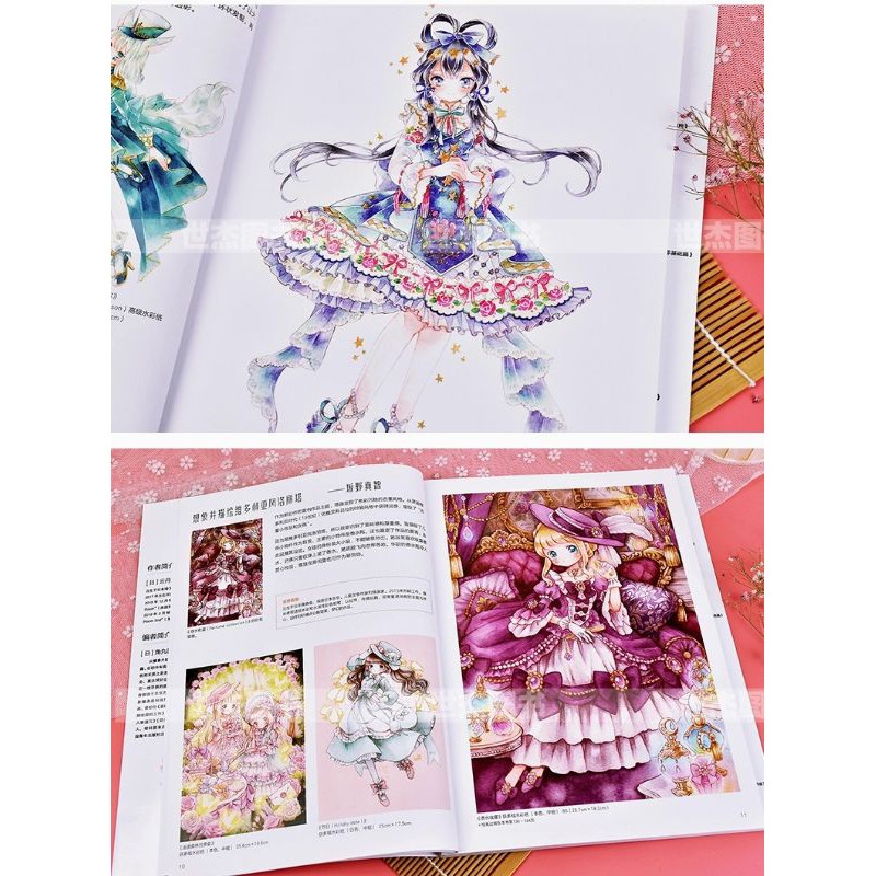 Tập"ARTBOOK kĩ thuật vẽ và tô màu"các mẫu váy áo LOLITA