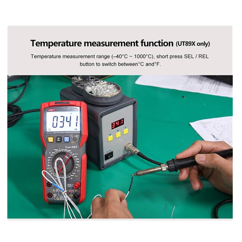 UT89X/XD Đồng hồ vạn năng kỹ thuật số NCV TRMS (AC DC-1000V) (AC DC-20A) Firewire, diode triode, LED, đo chu kỳ nhiệm vụ
