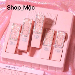 Set 5 cây son HoldLive Pro Drill Girl Lipstick Suit (màu hồng nắp đính đá)