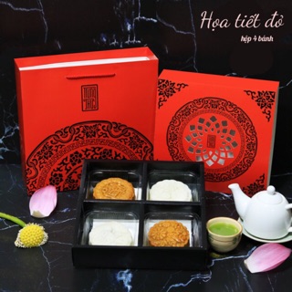 Bộ túi hộp đựng 4 bánh trung thu 100g-250g cao cấp