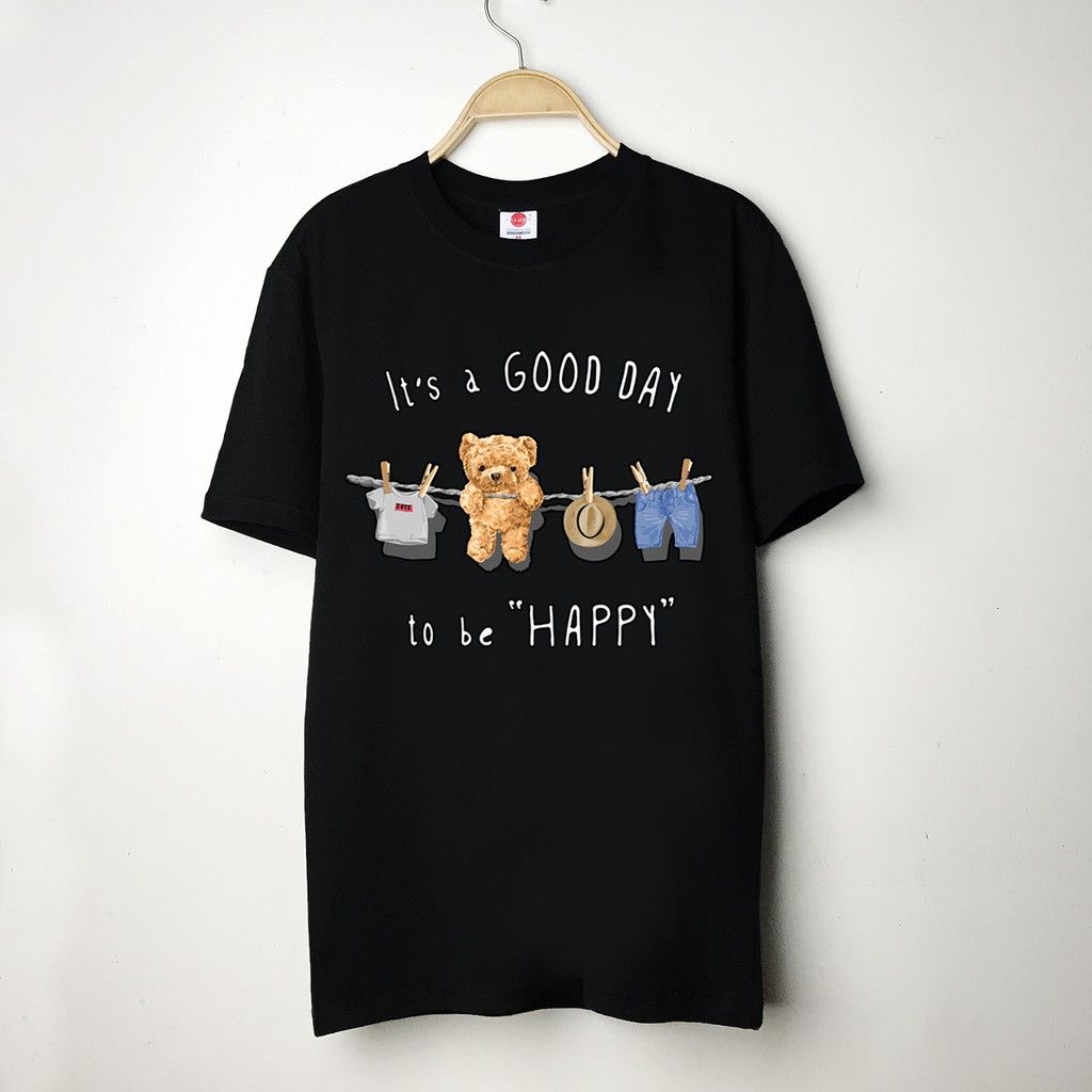 Áo Phông Cotton Unisex Hoạ Tiết Happy Mã 1206