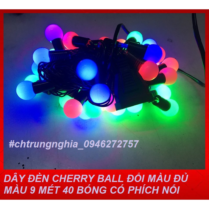 DÂY ĐÈN CHERRY BALL ĐỔI NHIỀU MÀU  10 MÉT 50 BÓNG CÓ PHÍCH NỐI TIẾP