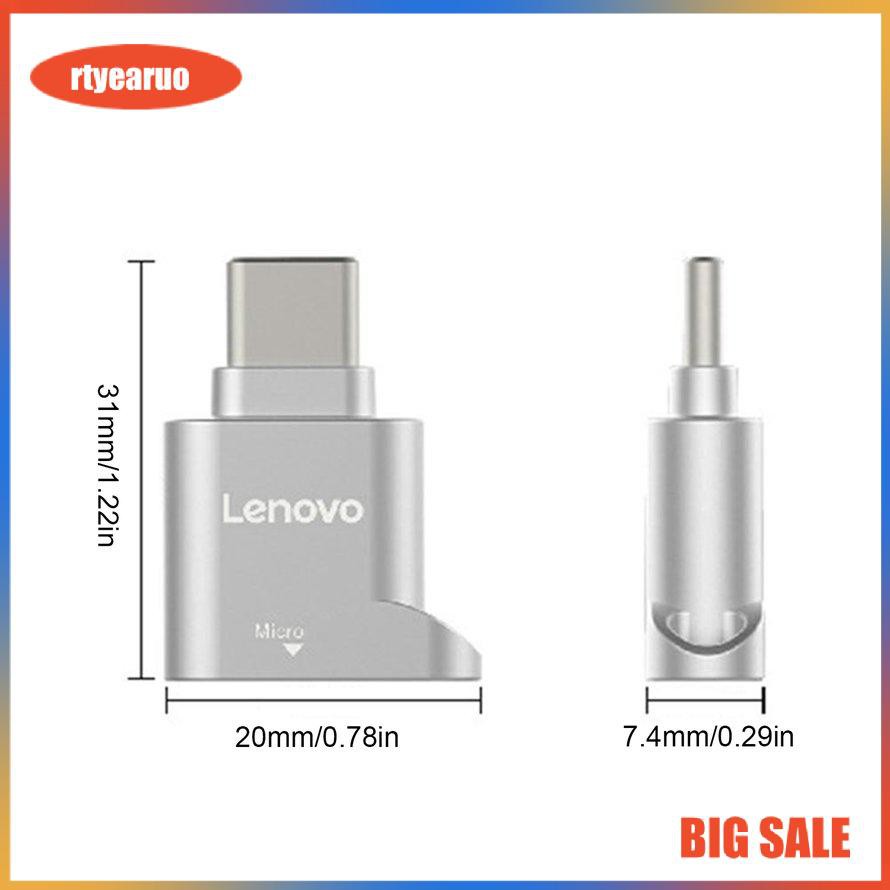 Đầu đọc thẻ USB Type C Lenovo D201 480Mbps hỗ trợ thẻ TF Micro SD OTG