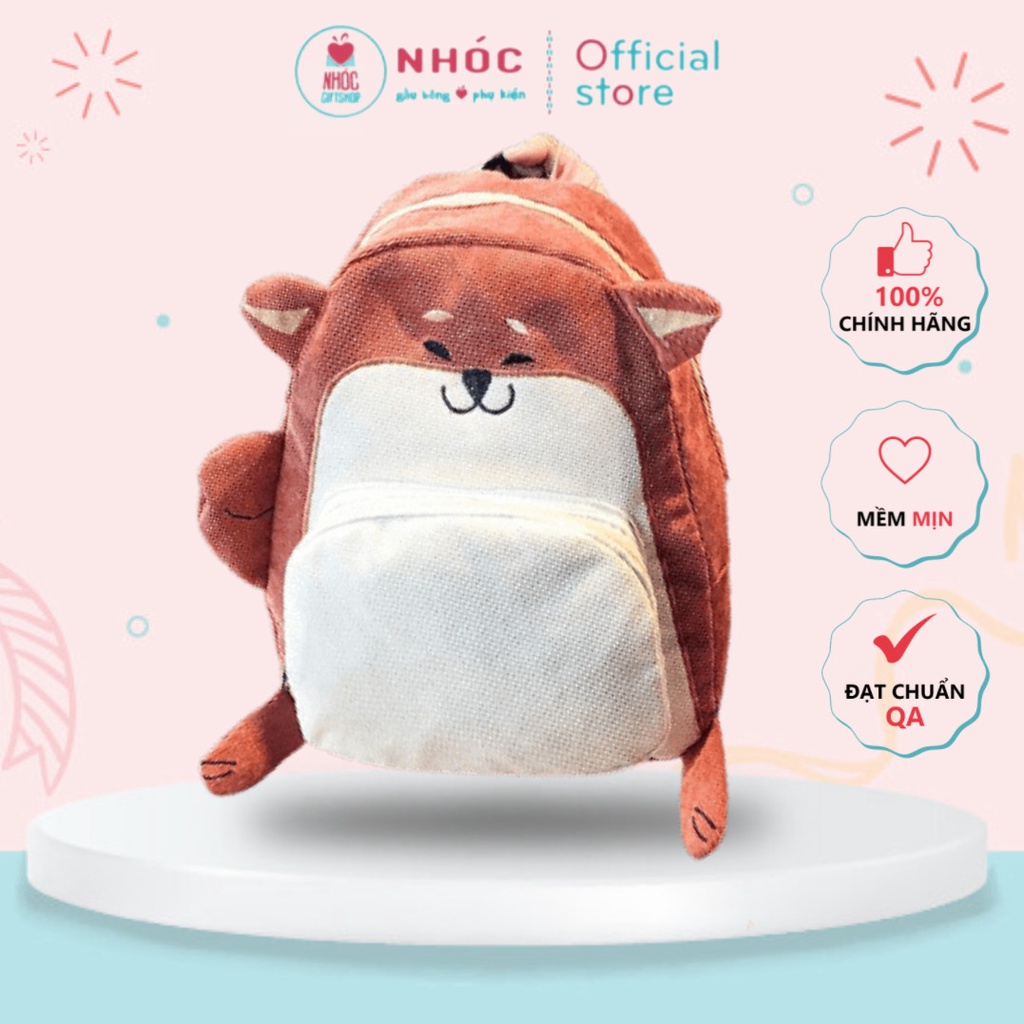Ba Lô Vải Hình Thú Chó Bông Pug, Shiba Bông Mềm, Hàng Cao Cấp, Thời Trang An Toàn Dễ Thương, Nhiều Kiểu - NHÓC