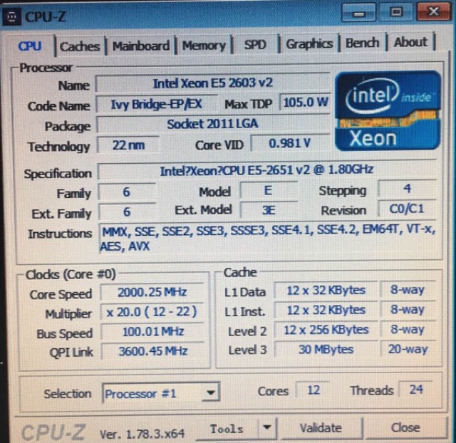 CPU Xeon E5-2651v2 12 nhân 24 luồng socket 2011