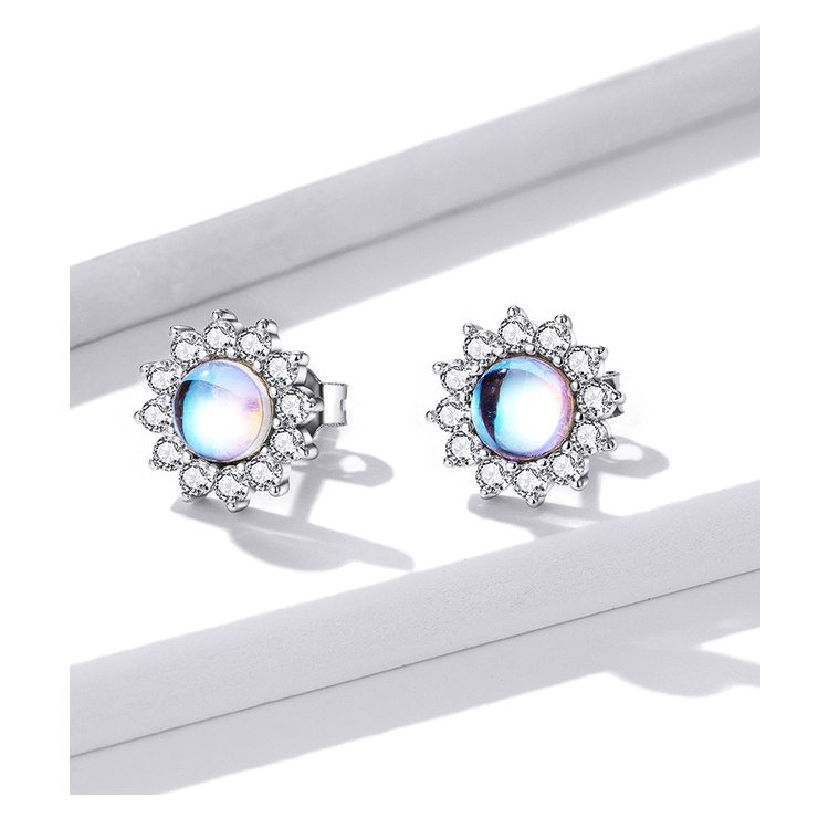 Khuyên tai Bamoer BSE570 bạc thật 925 hình mặt trời chói loá thời trang cho nữ