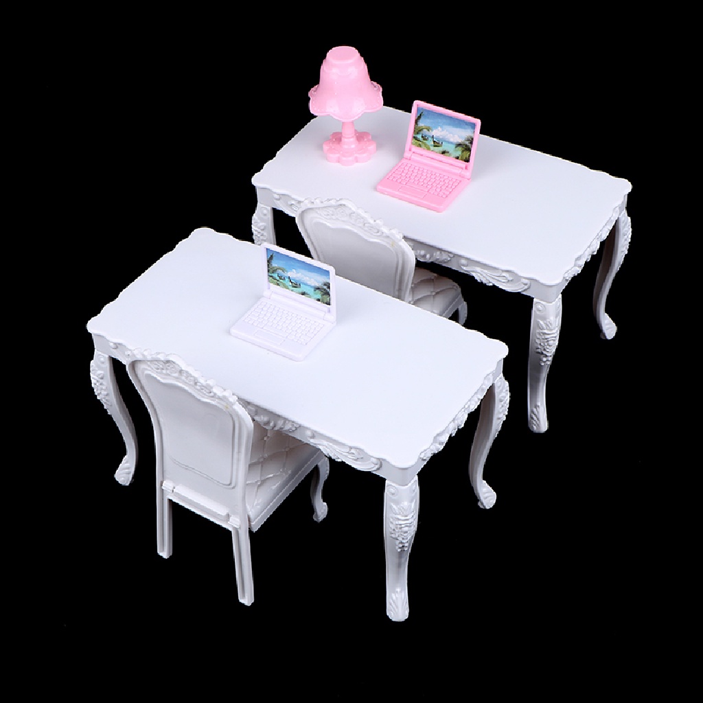 [adawnshbhyu] Doll House 1:6 Table Chair Computer Office Desk Chair With Computer Desk  Lamp [adawnshbhyu]