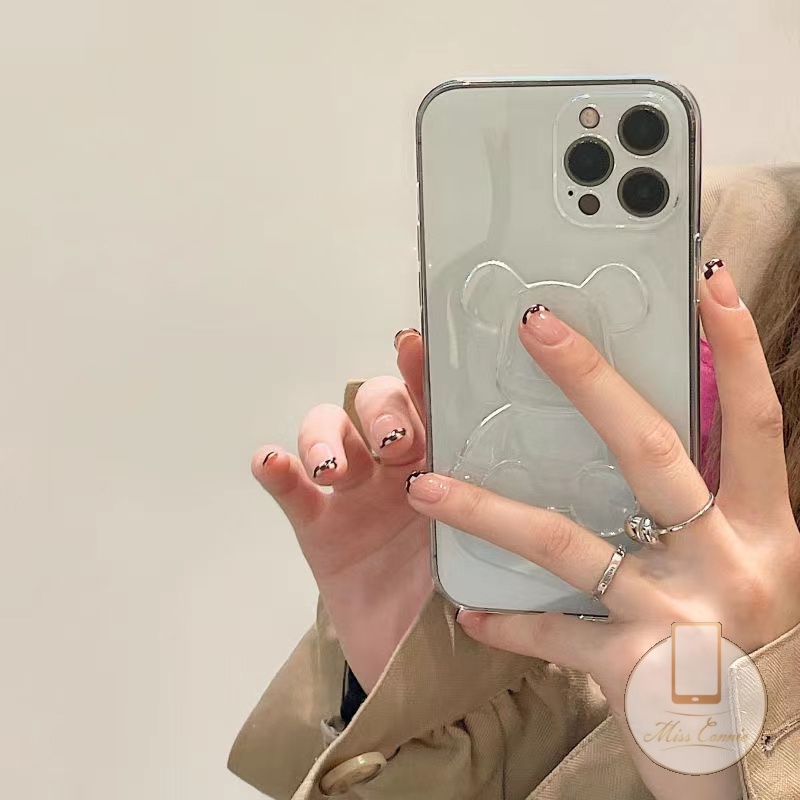 Ốp Điện Thoại TPU Mềm Trong Suốt Hình Gấu 3D Cho iPhone 11 7 + 8 + 6 6s + XR 7 8 12 13 Pro MAX 14 + 14 Pro MAX 11Pro MAX X XS MAX SE 2020