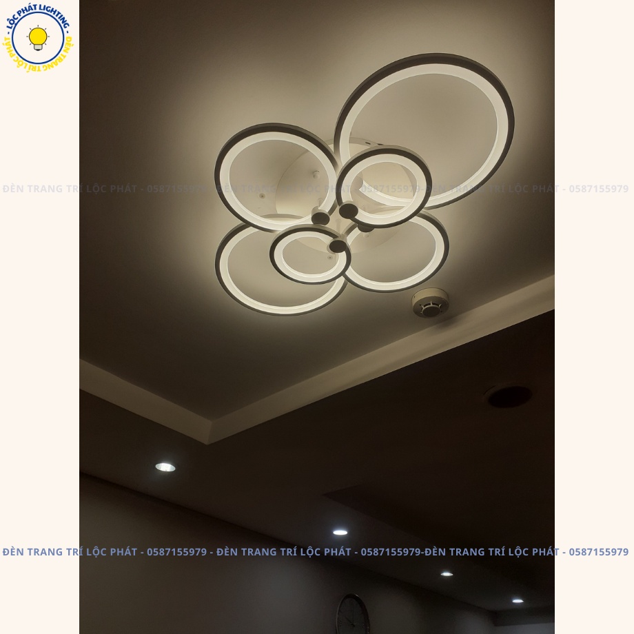 Đèn trần, đèn ốp trần 6 cánh tròn 3 chế độ sáng kèm khiển trang trí phòng sang trọng hiện đại
