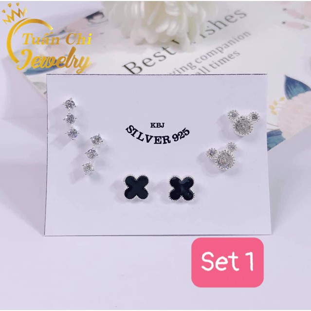 Bông Tai Nữ TẶNG LỖ SET 3 ĐÔI Khuyên Tai Bạc Nữ Cao Cấp, Kiểu Dáng Nhẹ Nhàng, Xinh Xắn, Bạc Chuẩn Giá Tại Xưởng