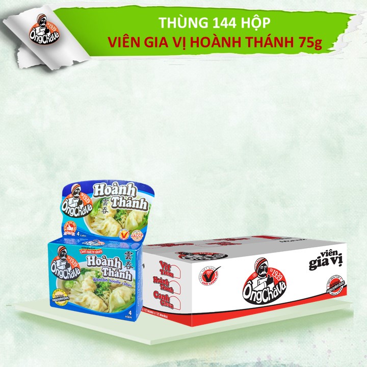 Thùng Viên Gia Vị Hoành Thánh 75gram Ông Chà Và (12 lốc/144 hộp/thùng)