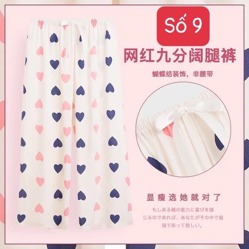 Quần đũi lanh phối nơ hoạ tiết thời trang