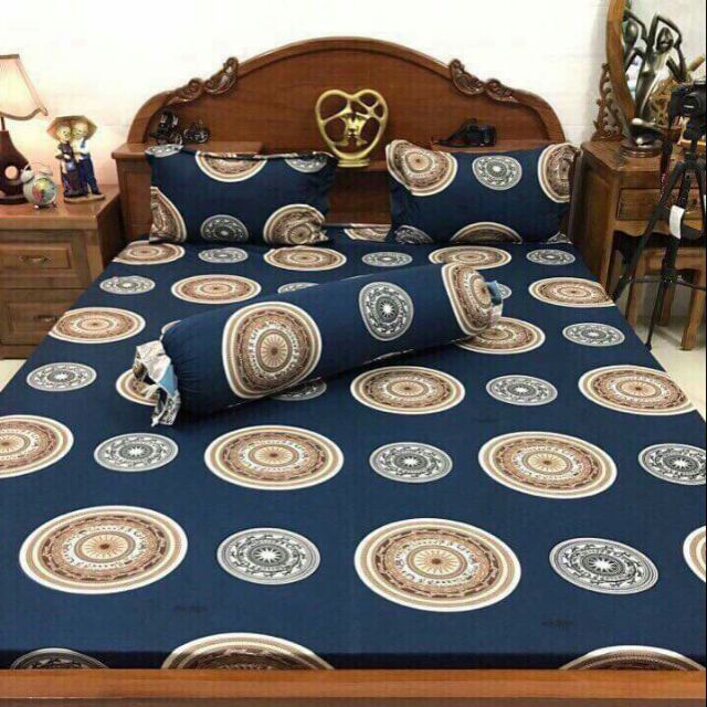 Bộ ga gối m6/m8/2m2 drap giường poly, ga trải giường + 2 vỏ gối nằm đơn giản trống đồng Bedding