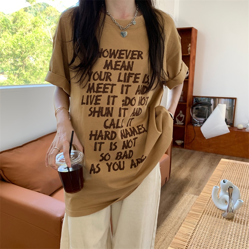 Áo Thun Tay Ngắn Dáng Rộng Phong Cách Retro Mỹ