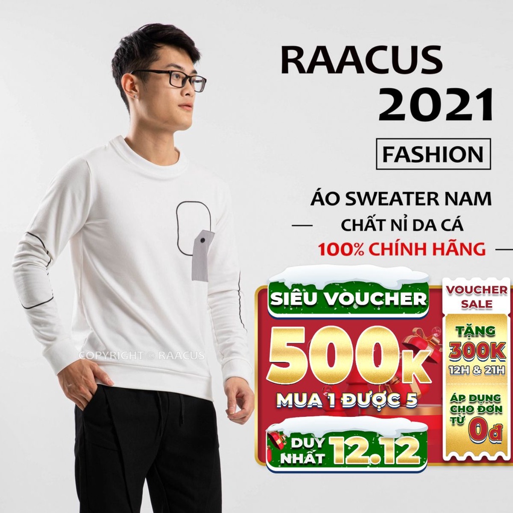 Áo thun dài tay nam form rộng RAACUSSTORE, áo nỉ sweater unisex hàn quốc-D1ATD001 | BigBuy360 - bigbuy360.vn