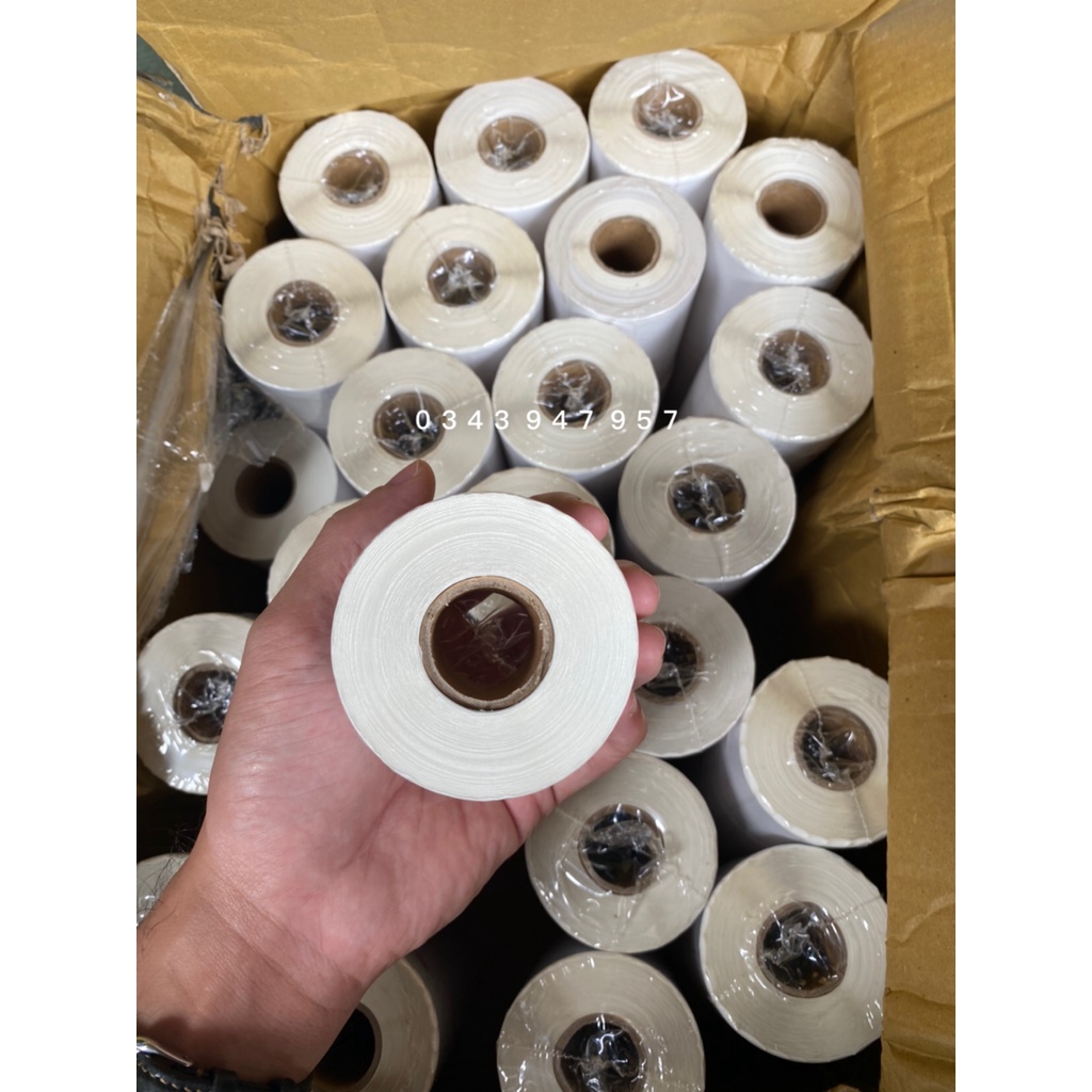 Cuộn giấy in decal nhiệt khổ 50x30mm , Giấy in tem nhãn dán ly trà sữa, trà chanh 50*30mm