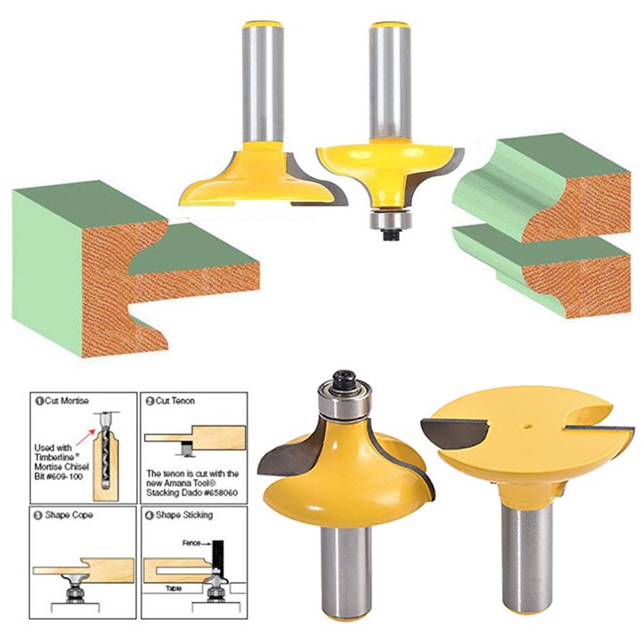 ❤️FREESHIP❤️ Bộ 2 mũi soi ghép mộng cửa chính cốt 12.7mm - Mũi phay mộng cửa lớn hàng nhập khẩu chất lượng cao