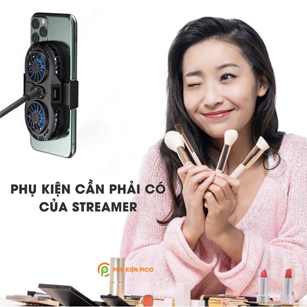 Tản nhiệt điện thoại Livestream quay video Tiktok quạt sò lạnh kép AH102, tản nhiệt chơi game hỗ trợ chân đế giá đỡ