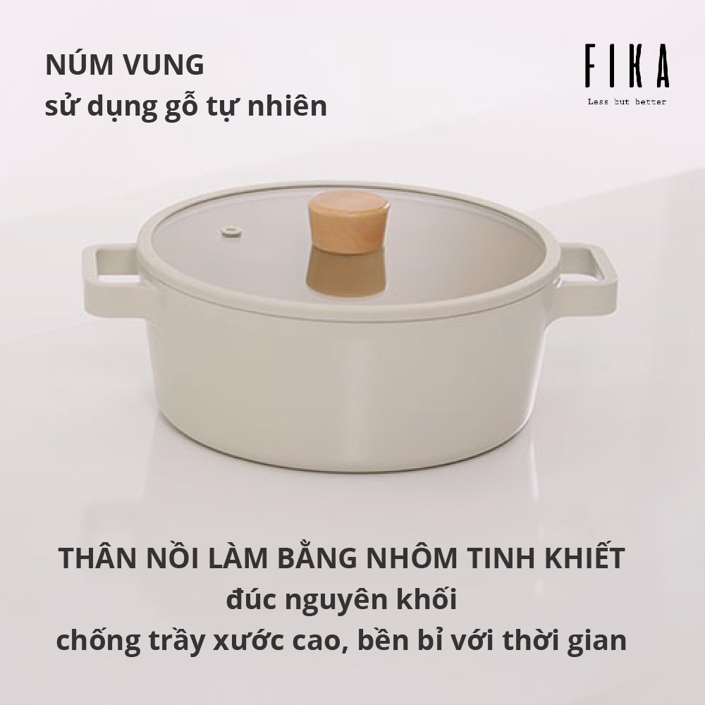 Nồi chống dính phủ gốm Fika Neoflam, xoong đúc nguyên khối size 22cm EKFGC22