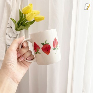 [Hàng có sẵn] Cốc sứ tráng men dâu tây