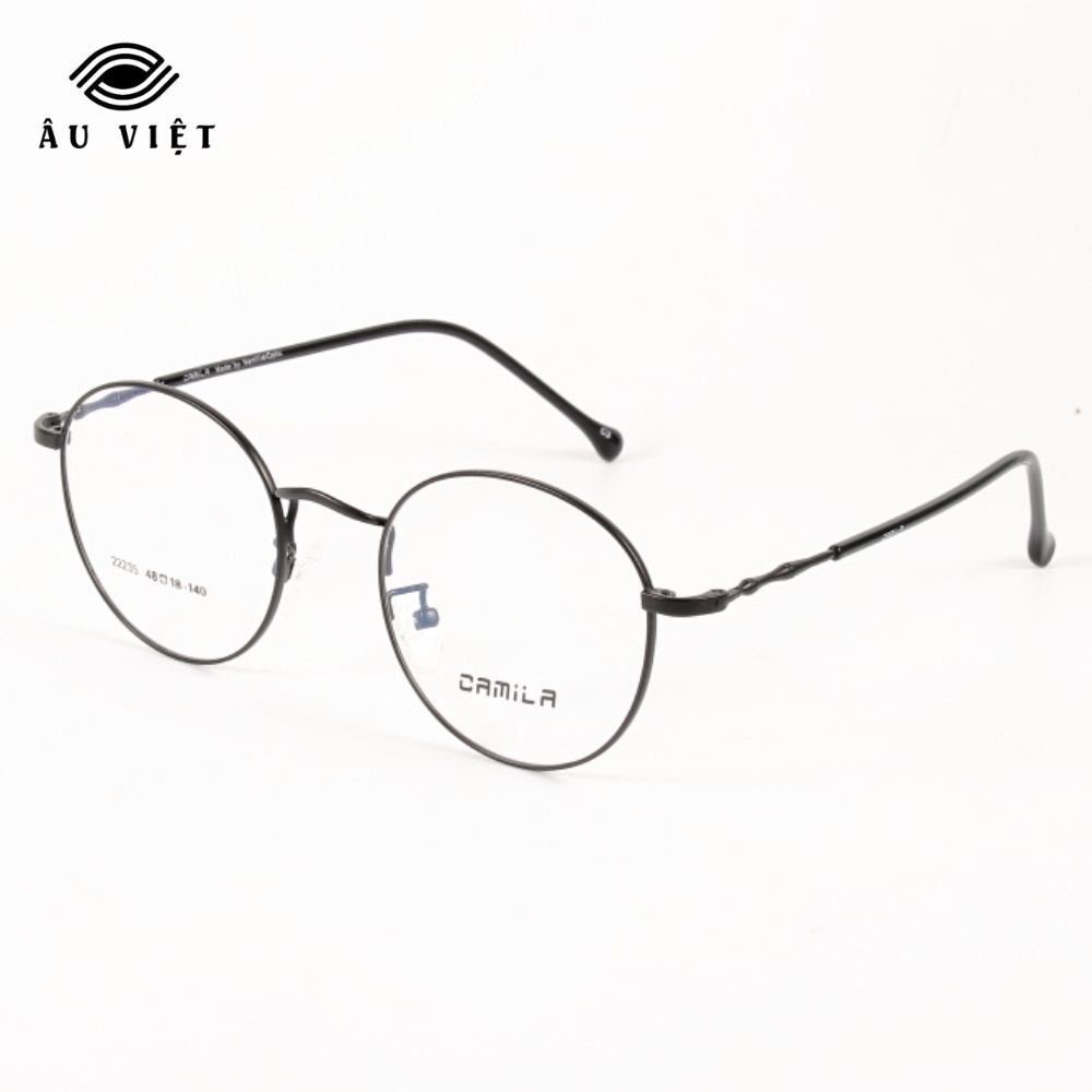 Gọng kính kim loại nam nữ dáng tròn Camila CA-22235 màu vàng/bạc/đen Full box