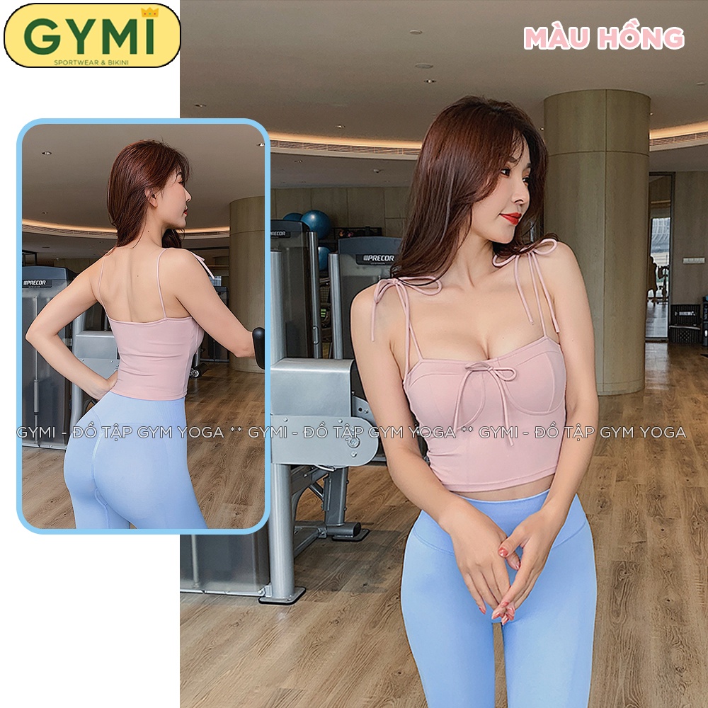 Áo bra tập gym yoga nữ GYMI AL02 chất thun poly thể thao cao cấp nâng đỡ ngực thiết kế 2 dây sexy