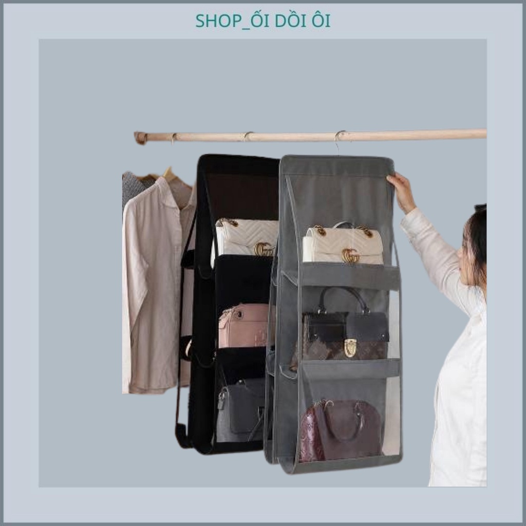 Túi Vải 6 Ngăn Có Móc Treo Giúp Bảo Quản Túi Xách Giầy Dép Nam Nữ