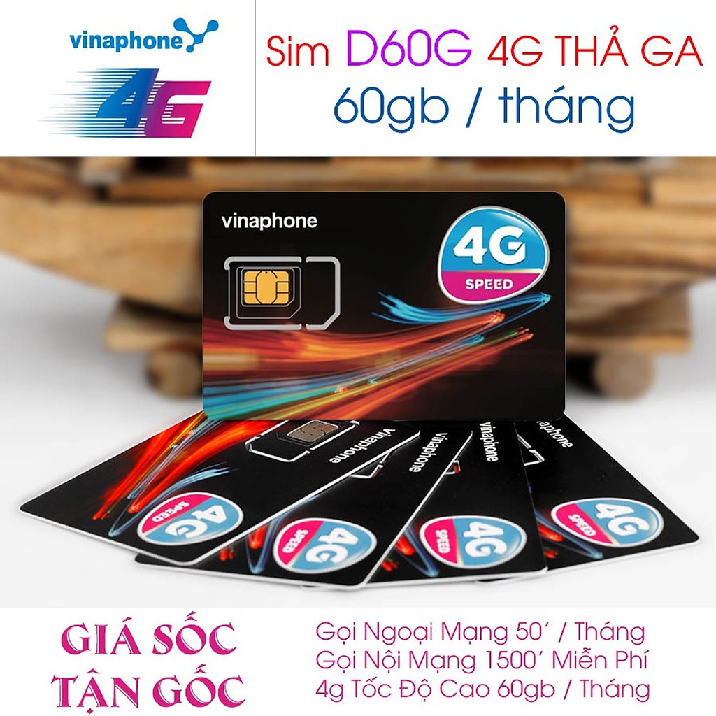 SIM 4G D60G VINA TRỌN GÓI - 2GB/NGÀY ĐÃ ĐĂNG KÝ SẴN