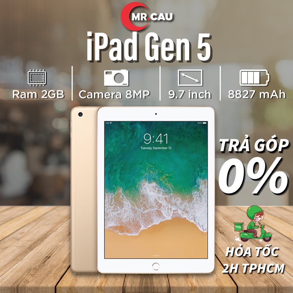 IPAD GEN 5 32GB BẢN WIFI (QUỐC TẾ)  LIKE NEW 99% FULL CHỨC NĂNG - DUNG LƯỢNG 32GB CHƠI GAME GIẢI TRÍ MẠNH - RAM 2 GB