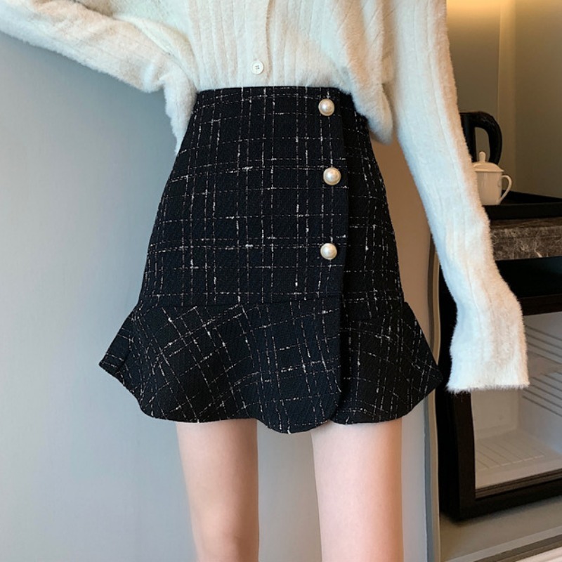 Chân váy chữ a cạp cao dáng ôm 2021,chân váy đuôi cá ngắn kẻ caro phối cúc có nhiều size thời trang du lịch công sở | BigBuy360 - bigbuy360.vn