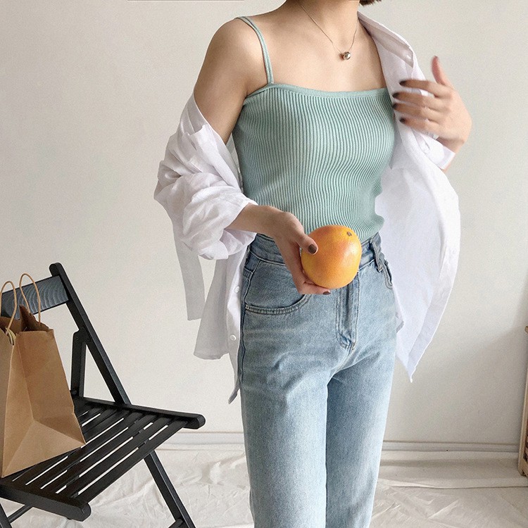 Áo Dệt Kim Hai Dây Sợi Bún Cổ U Dáng Ôm Tôn Dáng Vải Mềm Mại Thoáng Mát - MSP T36 | BigBuy360 - bigbuy360.vn