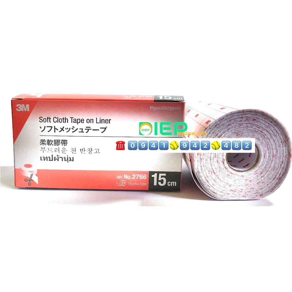 ✅ 3M SOFT CLOTH TAPE ON LINER (mã 2766) 15cmx10m - Băng vải mềm dạng cuộn (mã 2766) 15cmx10m   (Chính hãng 3M - Mỹ)