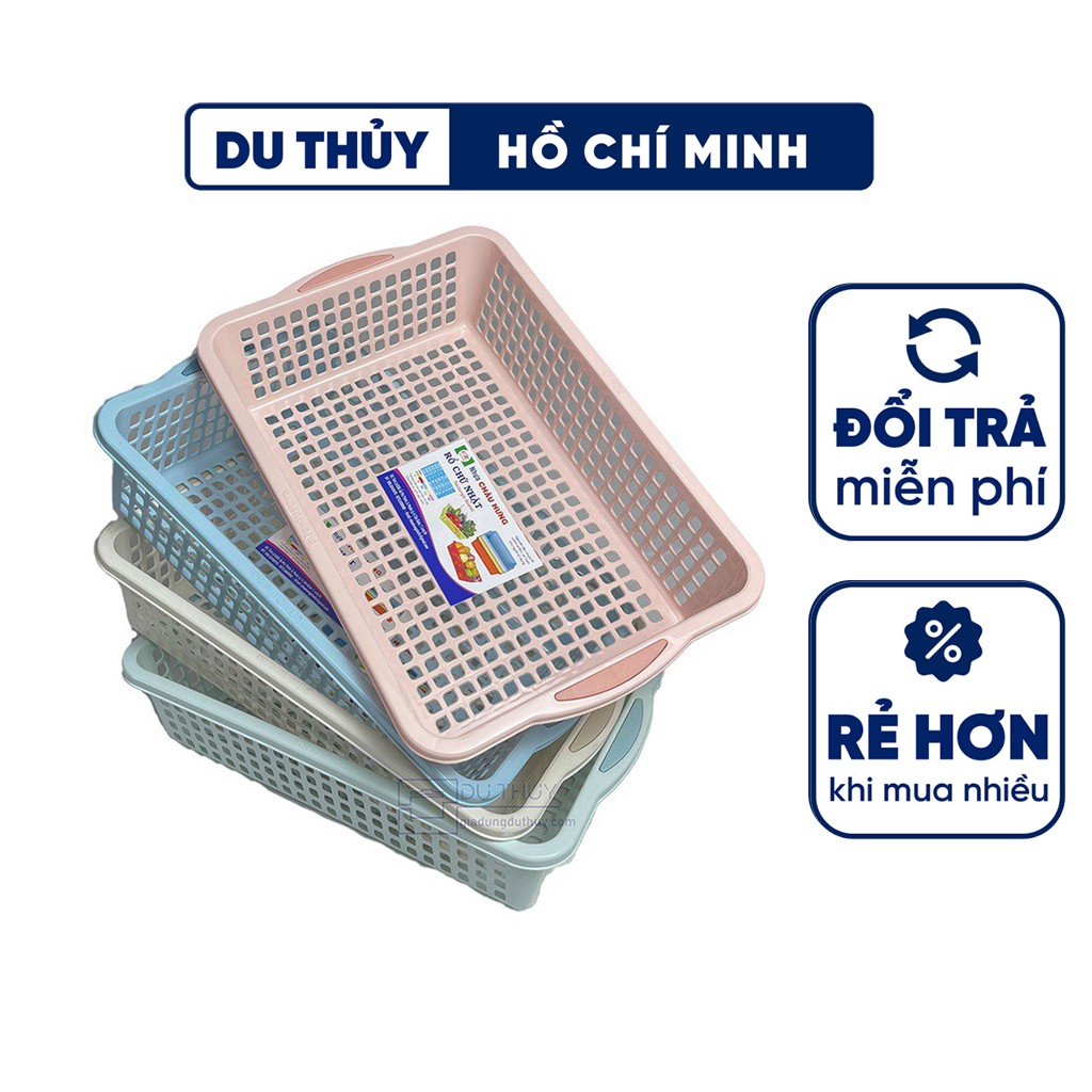 Rổ Nhựa Chữ Nhật Dài Nhiều Màu Đựng Bút Viết Văn Phòng Phẩm, Đựng Giấy A4 A5 A6, Nhựa Pp Chính Phẩm, Bền Đẹp, Nhiều Size