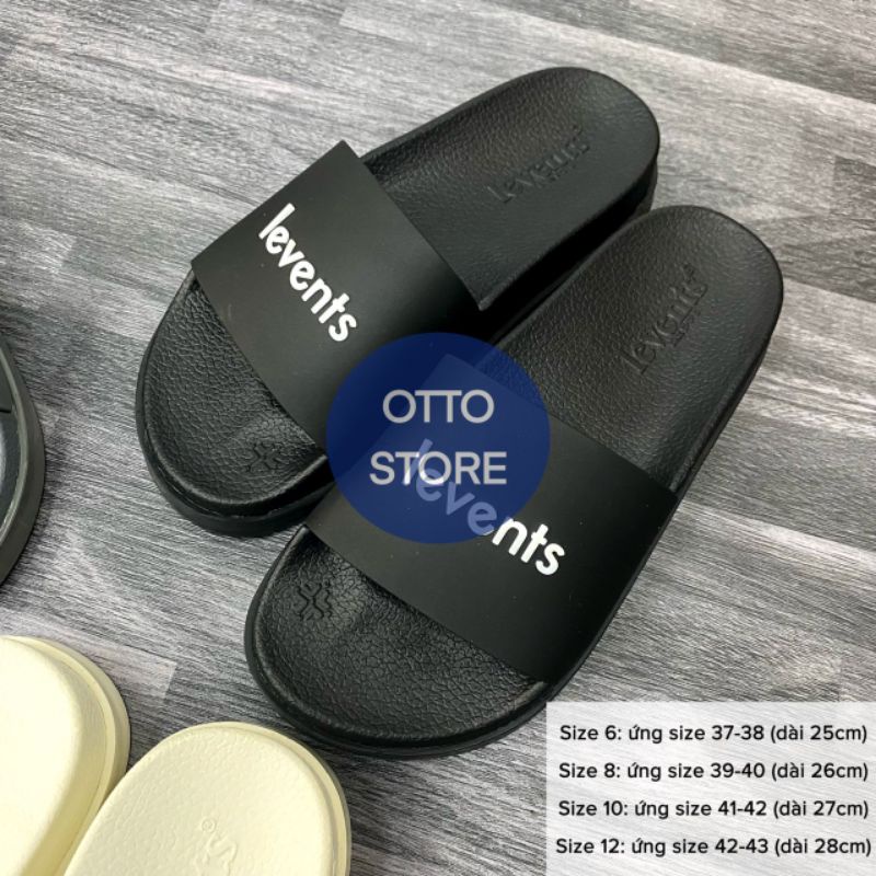 Dép LEVENTS ESSENTIAL màu đen SLIPPER quai ngang đế cao su