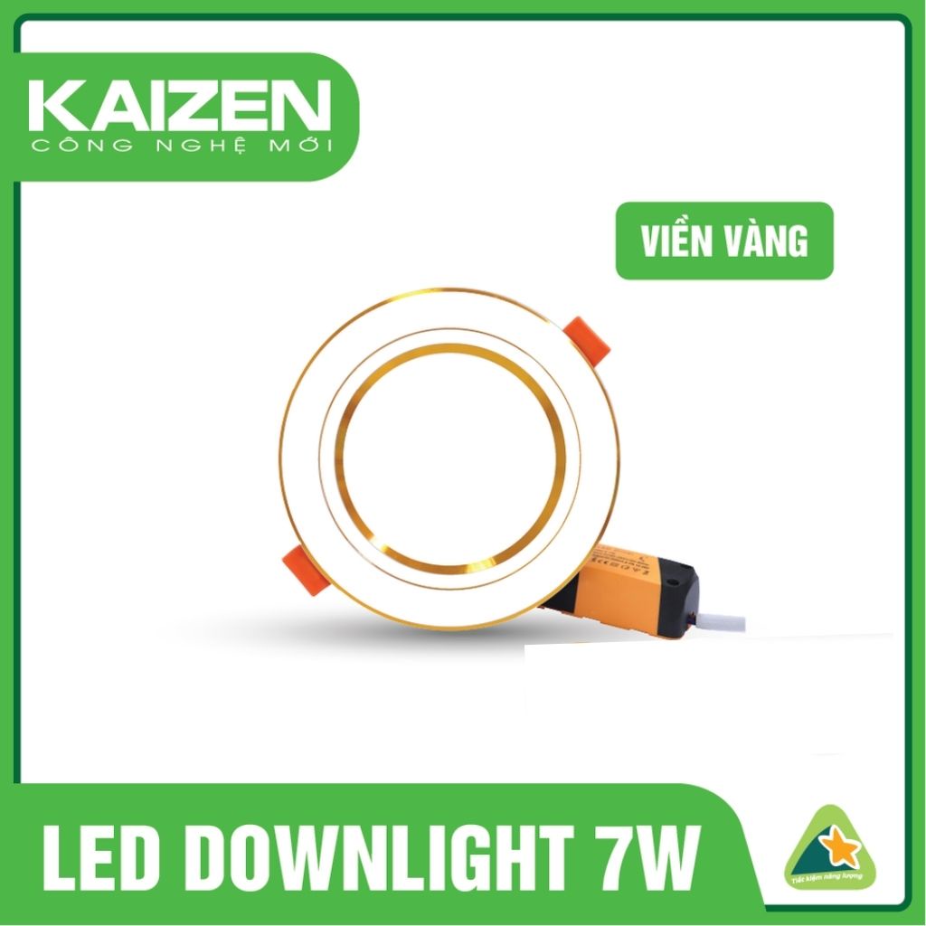 Đèn Led Âm Trần Downlight KAIZEN 7W Làm Từ Hợp Kim Nhôm Cao Cấp, Thiết Kế Hai Loại Đế Viền Đổi Màu