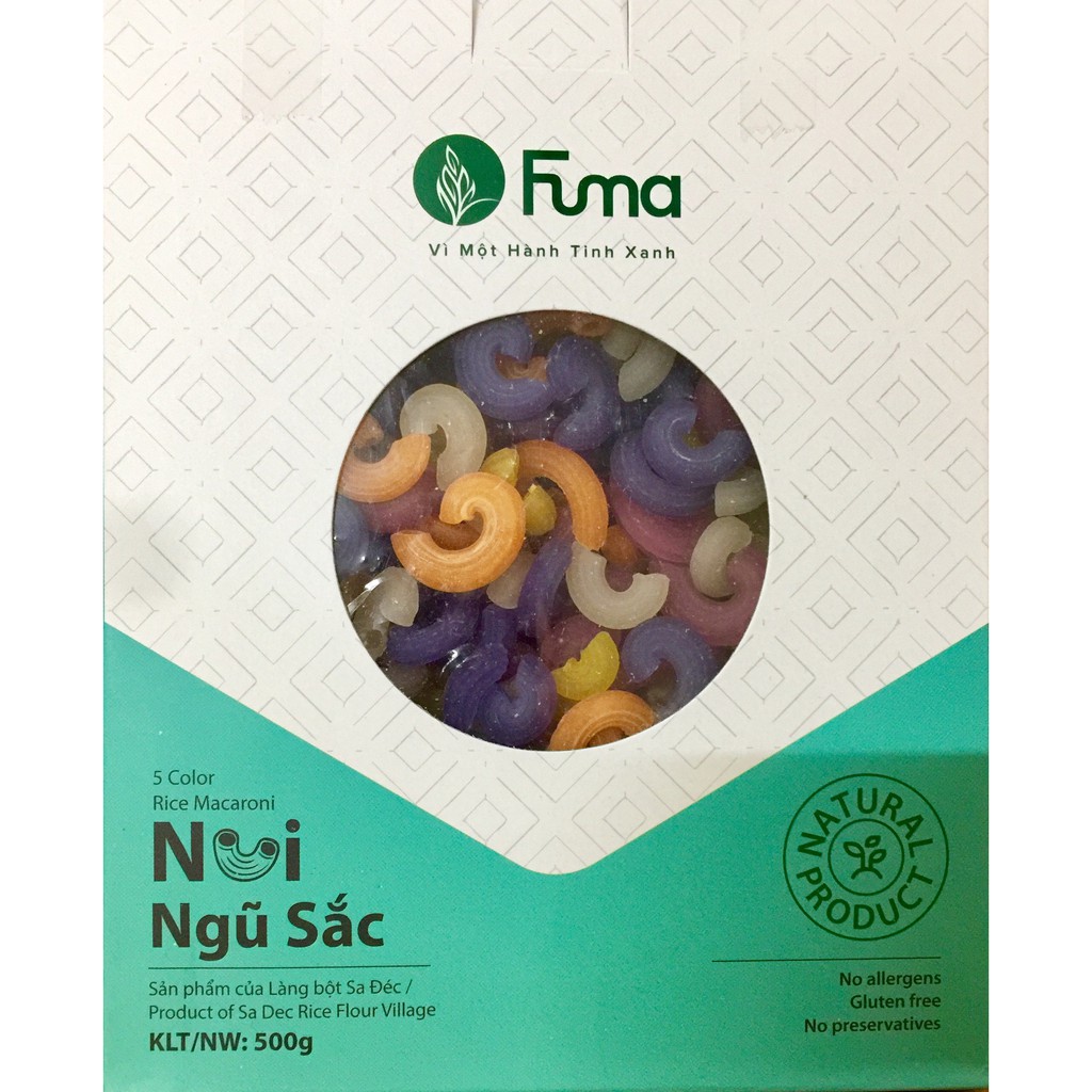 Nui Ngũ sắc FUMA tinh bột gạo màu hữu cơ hộp 500g