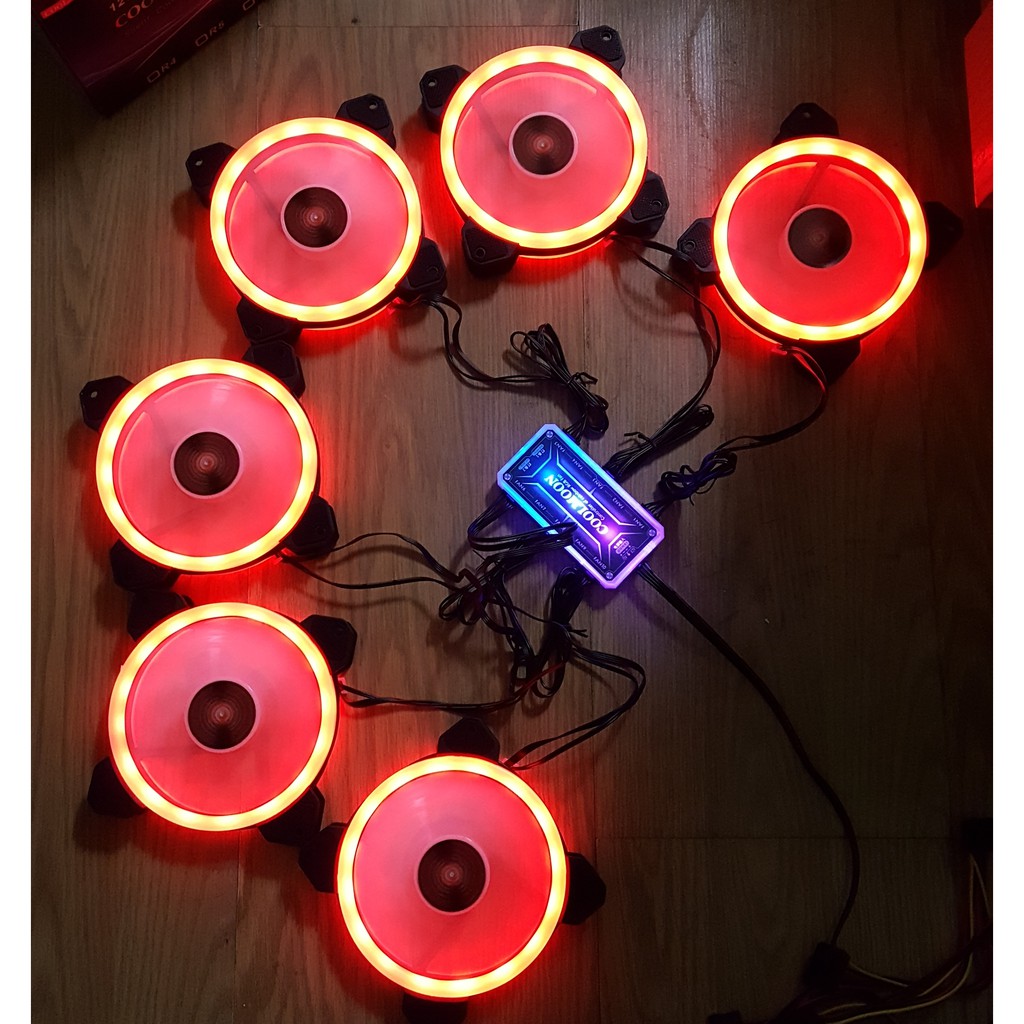 Bộ 5 Quạt LED RGB Coolmoon Sunshine Dual Ring kèm HUB + điều khiển