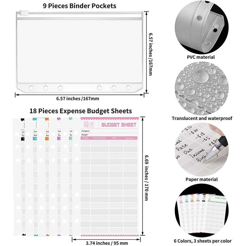 Sổ ghi chú A6 bìa da PU 6 vòng màu đen