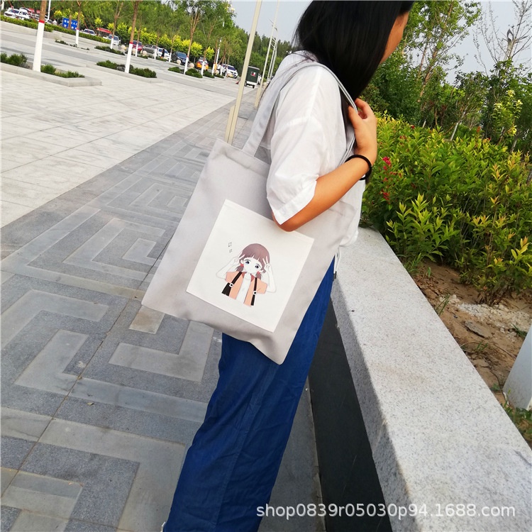 Túi Vải Canvas Đeo Vai In Họa Tiết Xinh Xắn Thời Trang