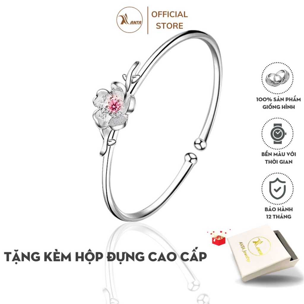 Vòng tay phối họa tiết hoa anh đào đính đá thời trang ANTA Jewelry ATJ3583