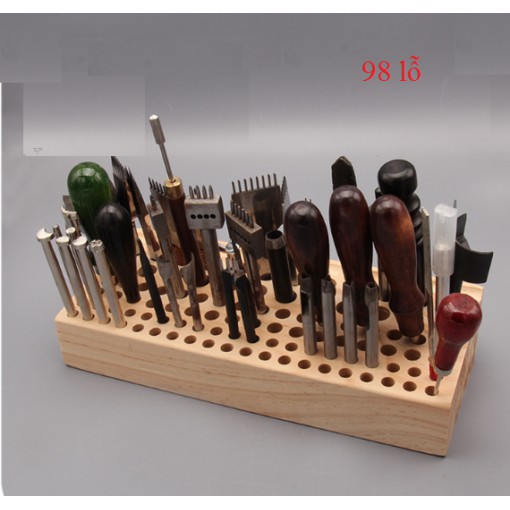 Khay gỗ cắm tools - dụng cụ làm đồ da handmade