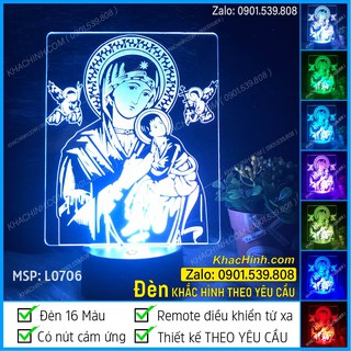 Đèn thờ hình ĐỨC MẸ HẰNG CỨU GIÚP, Đèn tranh Đức Mẹ Hằng Cứu Gíup, Đèn thờ công giáo đổi màu