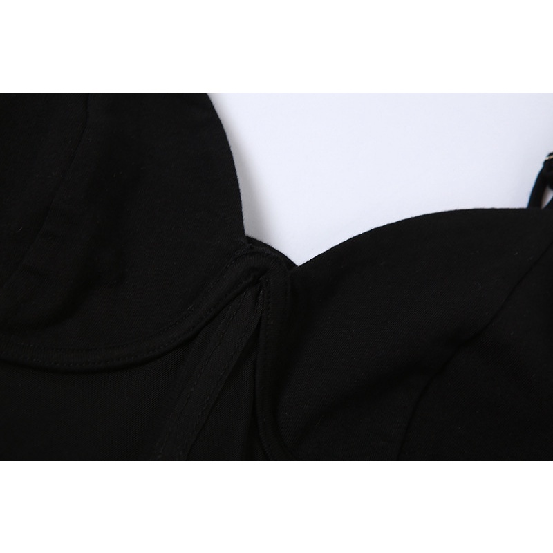 Đầm Hai Dây Hở Lưng Phối Lưới Thời Trang Cho Nữ