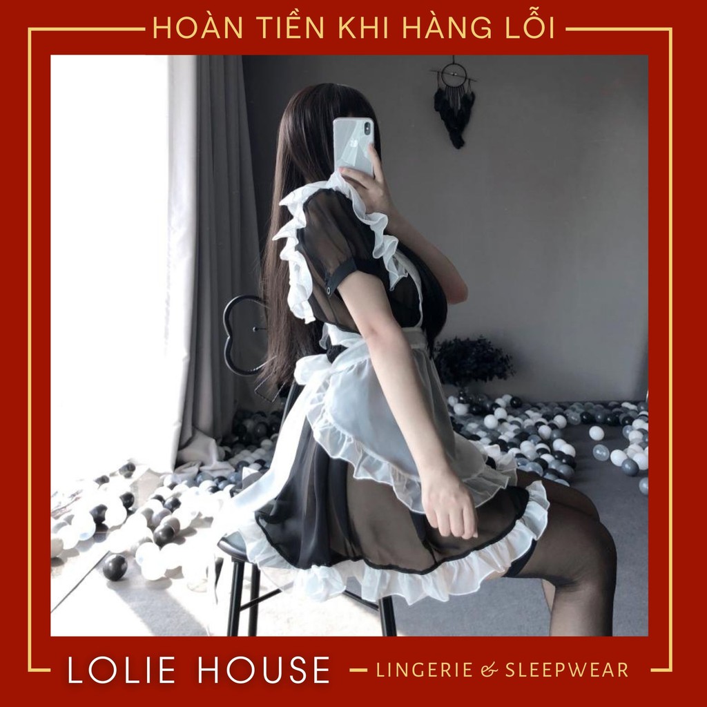 Cosplay hầu gái sexy lolita - Váy đầm ngủ cosplay hầu gái sexy bằng ren voan dành cho nữ LOLIE HOUSE - CP27