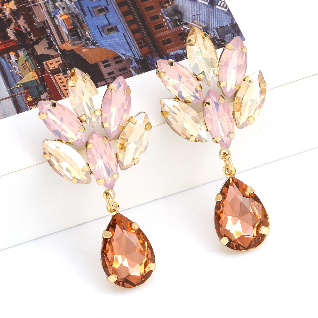 PINKDUDU Bông Tai Dáng Dài Hình Hoa Đính Pha Lê Trong Suốt Phong Cách Boho Thời Trang Cho Nữ PD409