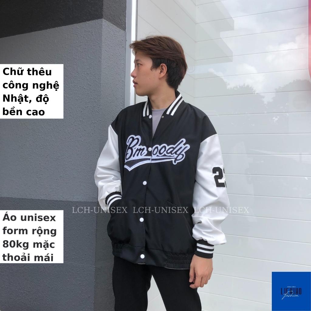 Áo khoác bomber bóng chày nam nữ form rộng vải dù 2 lớp thêu BMOODY dày đẹp LCH