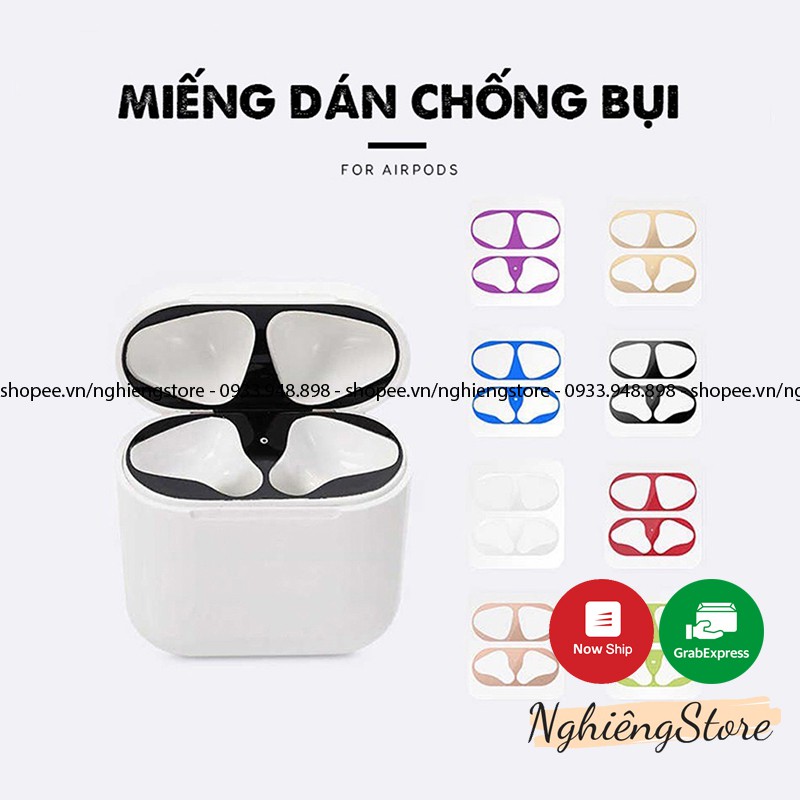Miếng Dán Kim Loại Bảo Vệ Hộp sạc Tai Nghe Bluetooth Airpods 1/2/PRO Tính Năng Chống Bụi Bẩn